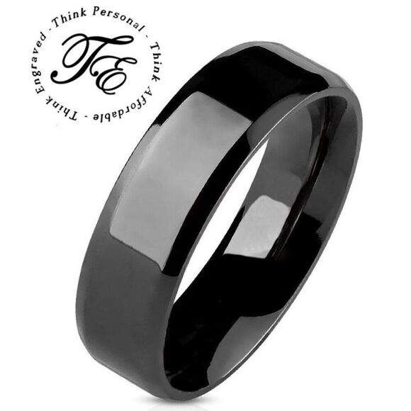 Men's Black Promise Ring Band - Guys Black Promise Ring  - Male Promise Ring - Picture 1 of 6